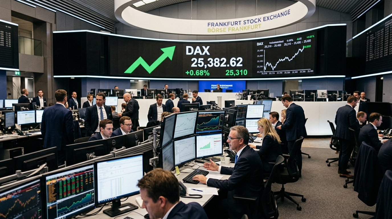 Gegenbewegung am Rentenmarkt stützt Frankfurter Börse: DAX klettert trotz Nasdaq-Schwäche über 25.300 Punkte